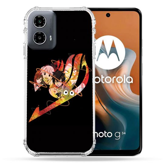 Coque Renforcée Pour Motorola G34 5G Manga Fairy Tail Logo Noir