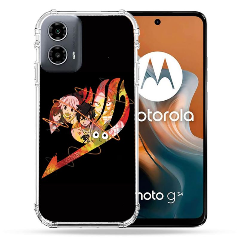 Coque Renforcée Pour Motorola G34 5G Manga Fairy Tail Logo Noir