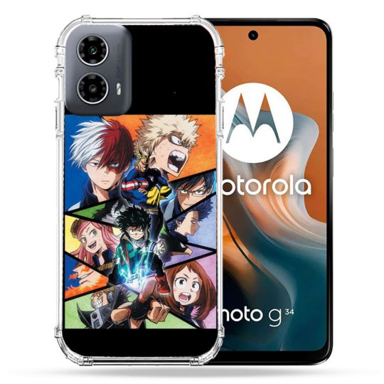 Coque Renforcée Pour Motorola G34 5G Manga My Hero Academia Noir