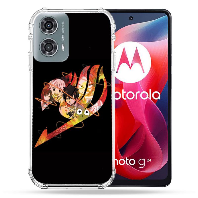 Coque Renforcée Pour Motorola G24 4G Manga Fairy Tail Logo Noir