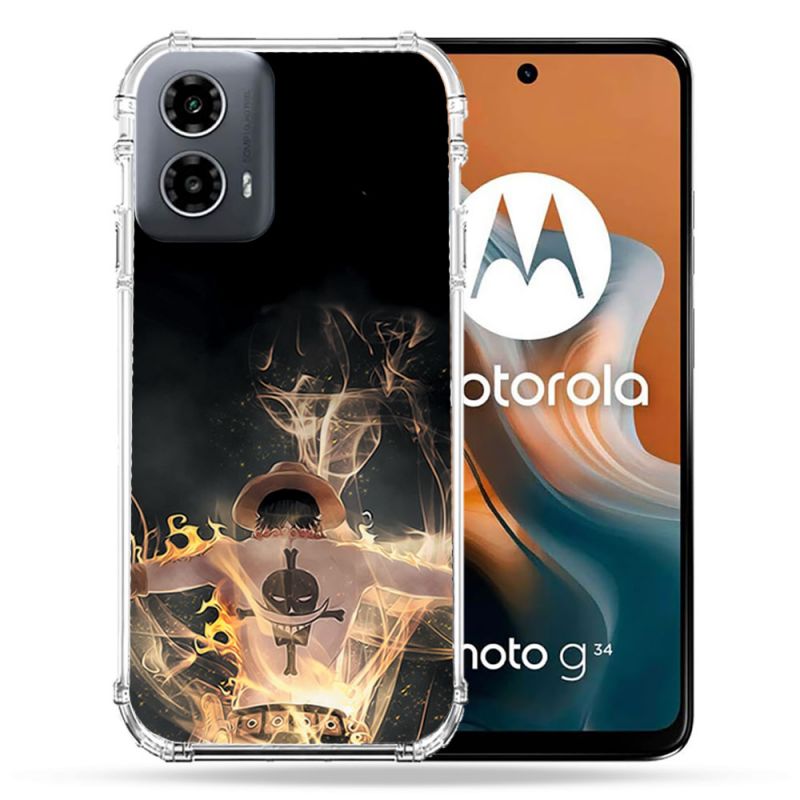 Coque Renforcée Pour Motorola G34 5G Manga One Piece Ace Noir