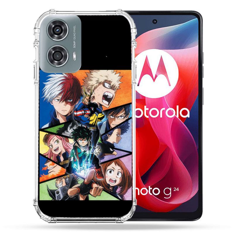 Coque Renforcée Pour Motorola G24 4G Manga My Hero Academia Noir