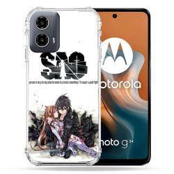 Coque Renforcée Pour Motorola G34 5G Manga SAO sword Art Online Blanc