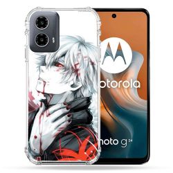 Coque Renforcée Pour Motorola G34 5G Manga Tokyo Ghoul Kaneki Blanc