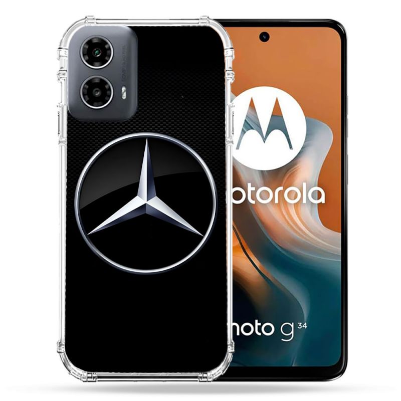 Coque Renforcée Pour Motorola G34 5G Mercedes Carbone