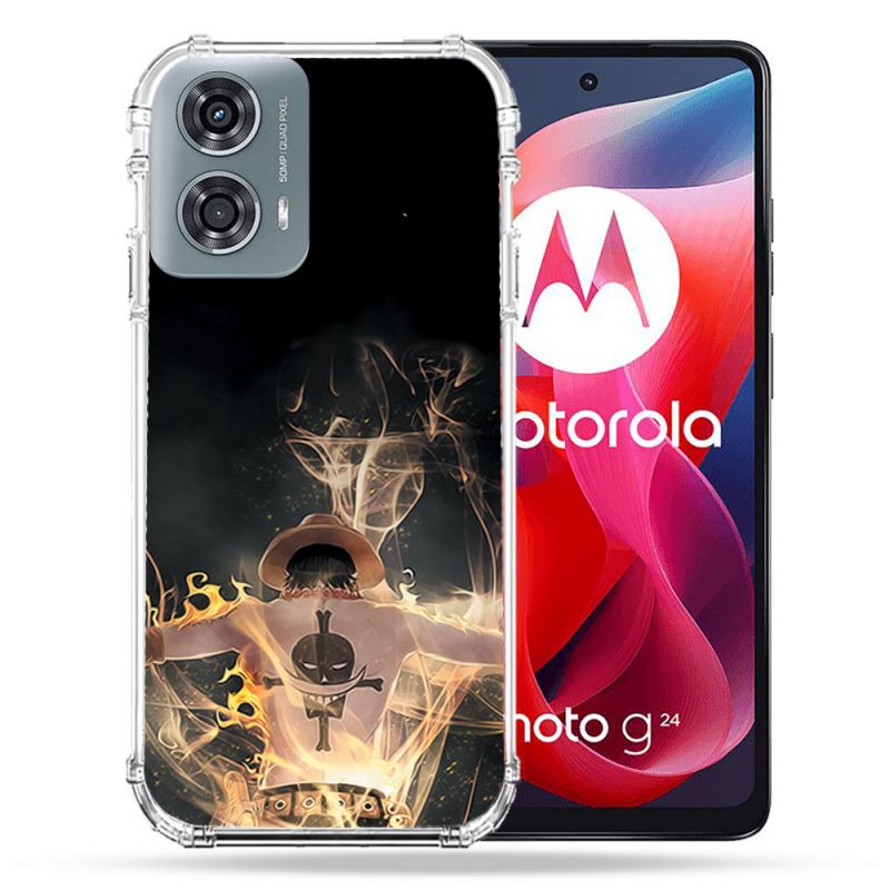 Coque Renforcée Pour Motorola G24 4G Manga One Piece Ace Noir