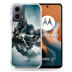 Coque Renforcée Pour Motorola G34 5G Moto Cross Ombre