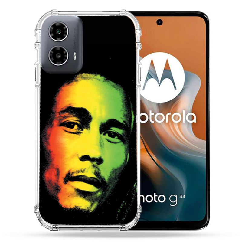 Coque Renforcée Pour Motorola G34 5G Musique Bob Marley 2