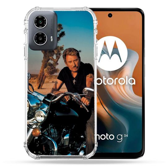 Coque Renforcée Pour Motorola G34 5G Musique Johnny Hallyday Moto