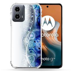 Coque Renforcée Pour Motorola G34 5G Musique Partition Vague