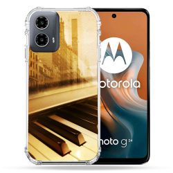 Coque Renforcée Pour Motorola G34 5G Musique Piano Retro