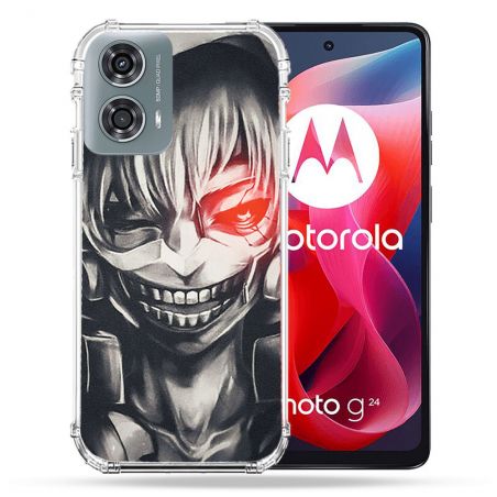 Coque Renforcée Pour Motorola G24 4G Manga Tokyo Ghoul Kaneki Noir