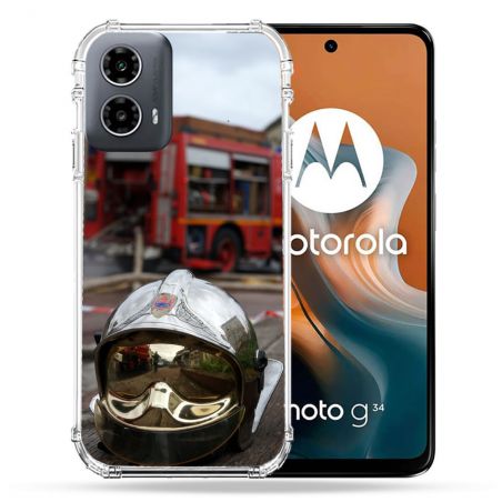 Coque Renforcée Pour Motorola G34 5G Pompier Casque Camion