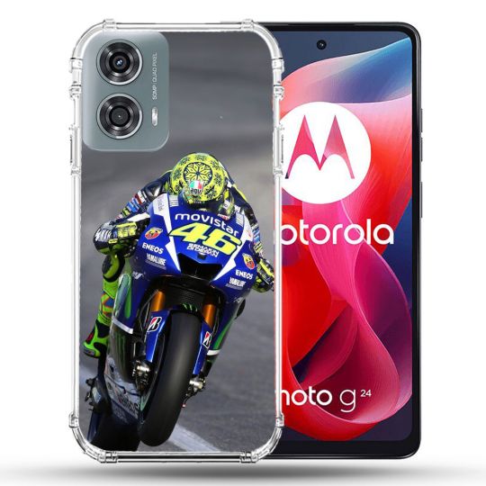 Coque Renforcée Pour Motorola G24 4G Moto Course GP Wheeling 46