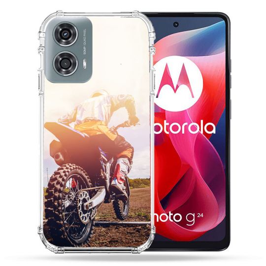 Coque Renforcée Pour Motorola G24 4G Moto Cross Soleil