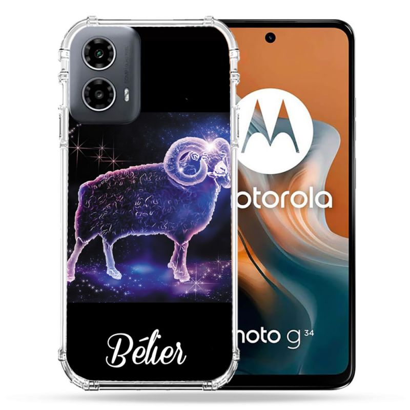 Coque Renforcée Pour Motorola G34 5G Signe Zodiaque 2 Bélier