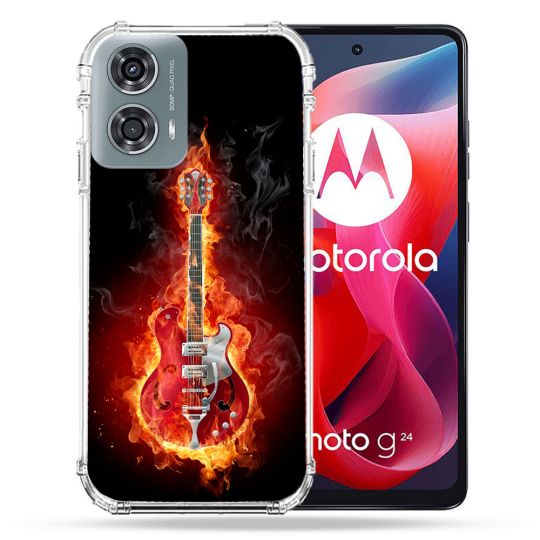 Coque Renforcée Pour Motorola G24 4G Musique Guitare Electrique
