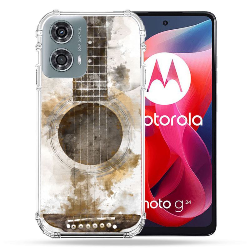 Coque Renforcée Pour Motorola G24 4G Musique Guitare Tag