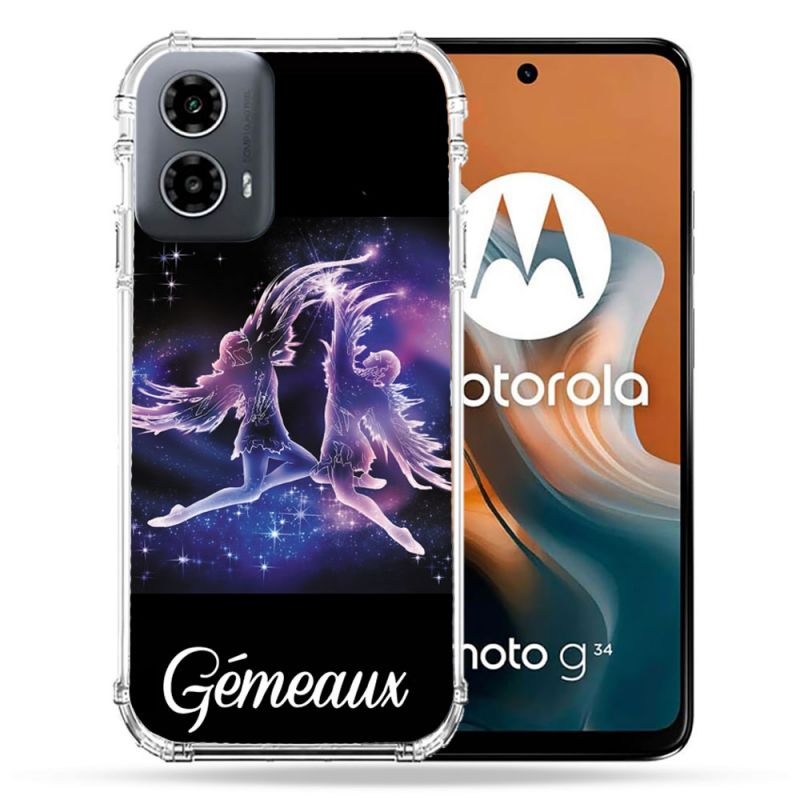 Coque Renforcée Pour Motorola G34 5G Signe Zodiaque 2 Gémeaux