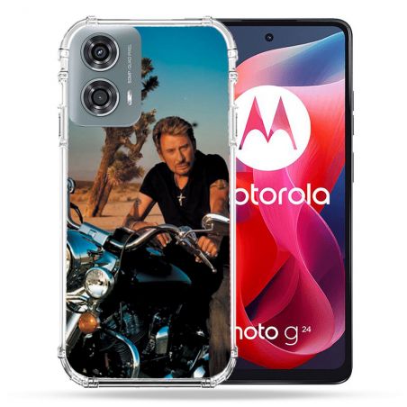 Coque Renforcée Pour Motorola G24 4G Musique Johnny Hallyday Moto