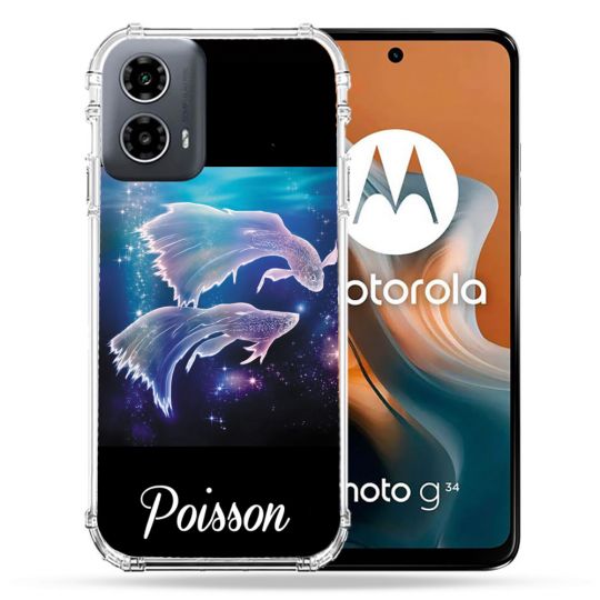 Coque Renforcée Pour Motorola G34 5G Signe Zodiaque 2 Poisson