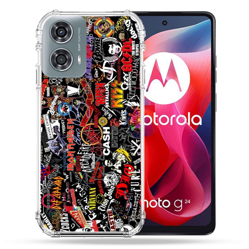 Coque Renforcée Pour Motorola G24 4G Musique Rock Groupe
