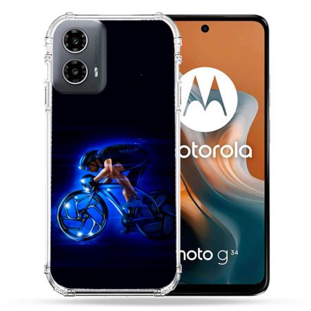 Coque Renforcée Pour Motorola G34 5G Sport Cyclisme Bleu