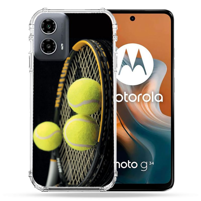 Coque Renforcée Pour Motorola G34 5G Sport Tennis Balls