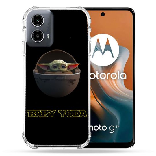 Coque Renforcée Pour Motorola G34 5G Star Wars - Yoda bebe noir