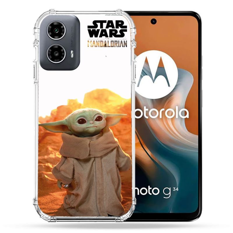 Coque Renforcée Pour Motorola G34 5G Star Wars - Yoda bebe soleil