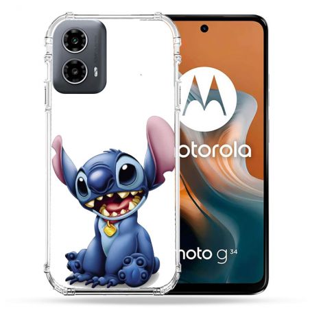 Coque Renforcée Pour Motorola G34 5G Stitch Blanc