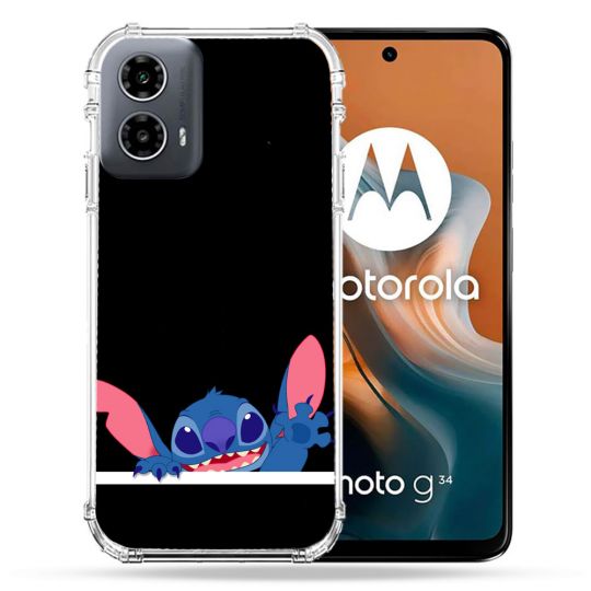 Coque Renforcée Pour Motorola G34 5G Stitch Noir