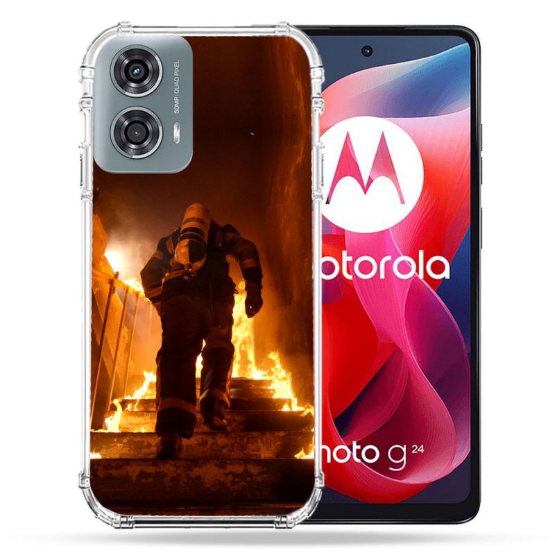 Coque Renforcée Pour Motorola G24 4G Pompier Escalier