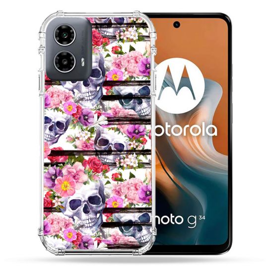 Coque Renforcée Pour Motorola G34 5G Tete de Mort Pattern