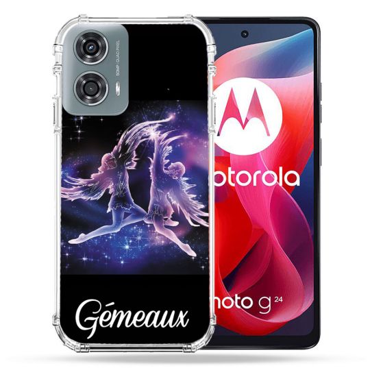 Coque Renforcée Pour Motorola G24 4G Signe Zodiaque 2 Gémeaux