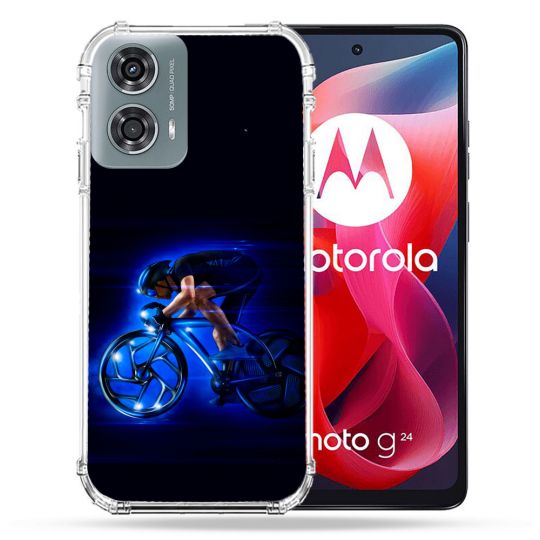 Coque Renforcée Pour Motorola G24 4G Sport Cyclisme Bleu