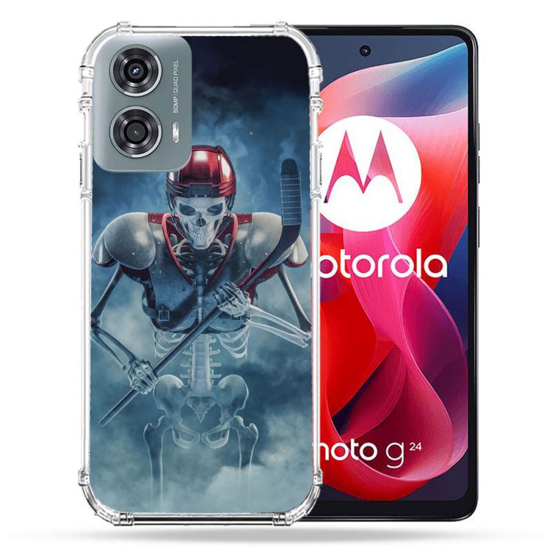 Coque Renforcée Pour Motorola G24 4G Sport Hockey Squelette