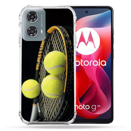 Coque Renforcée Pour Motorola G24 4G Sport Tennis Balls