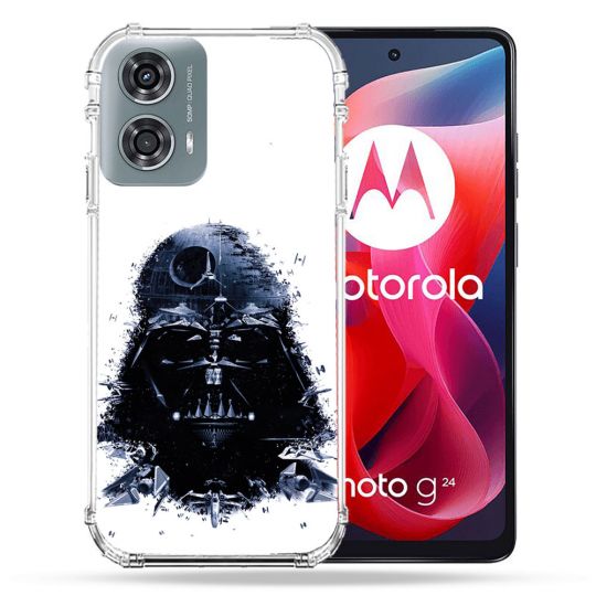 Coque Renforcée Pour Motorola G24 4G Star Wars - Dark Vador Blanc