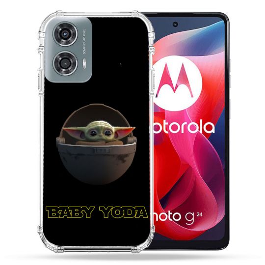 Coque Renforcée Pour Motorola G24 4G Star Wars - Yoda bebe noir