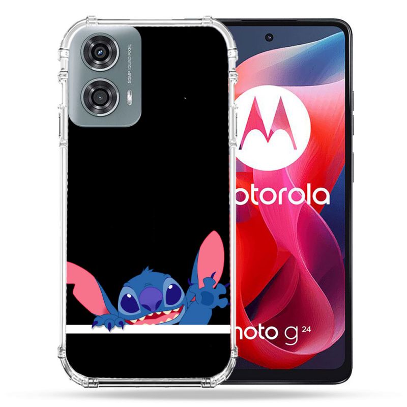 Coque Renforcée Pour Motorola G24 4G Stitch Noir