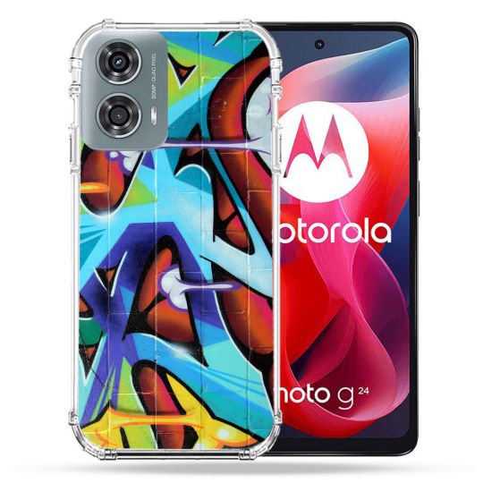 Coque Renforcée Pour Motorola G24 4G Street Art Graf Color