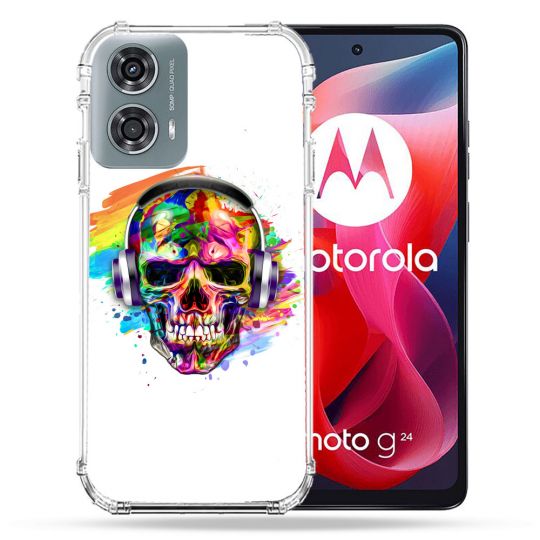 Coque Renforcée Pour Motorola G24 4G Tete de Mort Tag