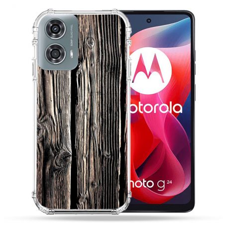 Coque Renforcée Pour Motorola G24 4G Texture Bois