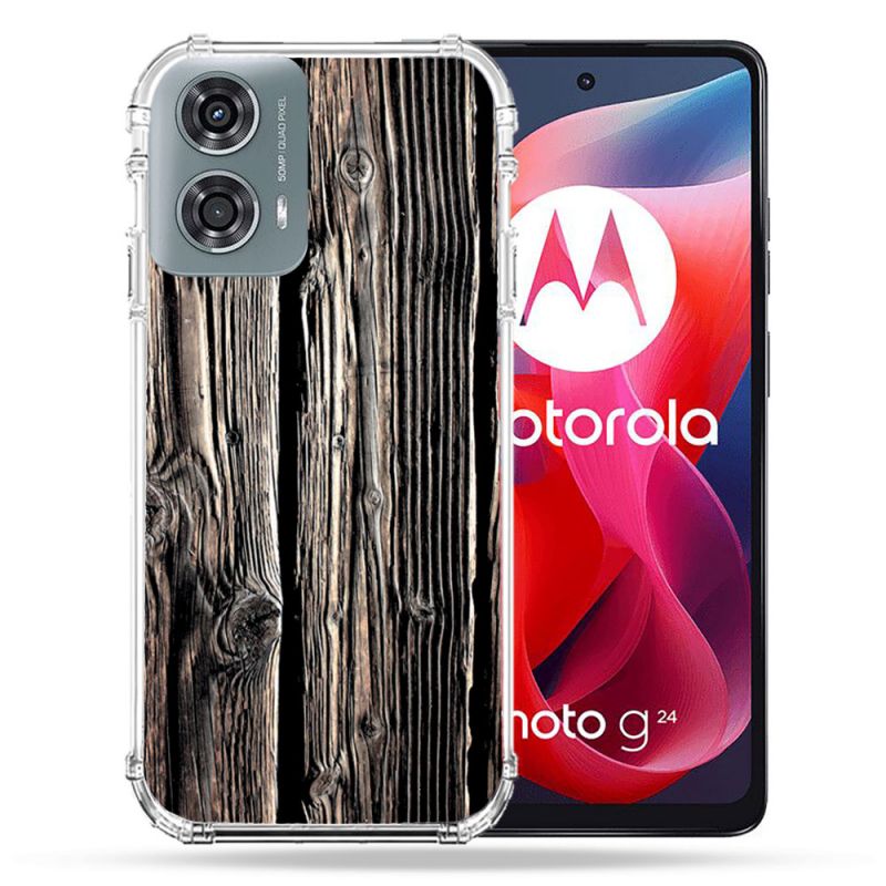 Coque Renforcée Pour Motorola G24 4G Texture Bois