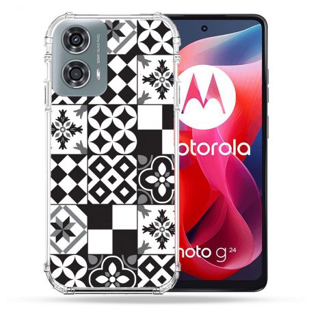 Coque Renforcée Pour Motorola G24 4G Texture Carreau Ciment Noir