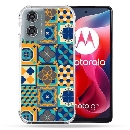 Coque Renforcée Pour Motorola G24 4G Texture Carreau Ciment Orange