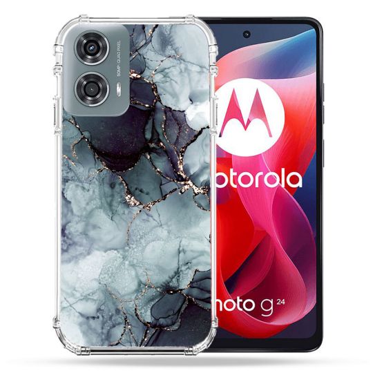 Coque Renforcée Pour Motorola G24 4G Texture Marbre Gris