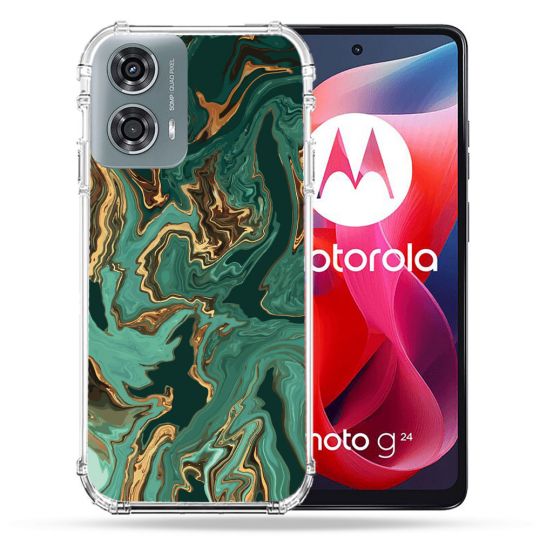 Coque Renforcée Pour Motorola G24 4G Texture Marbre Vert