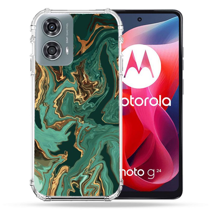 Coque Renforcée Pour Motorola G24 4G Texture Marbre Vert
